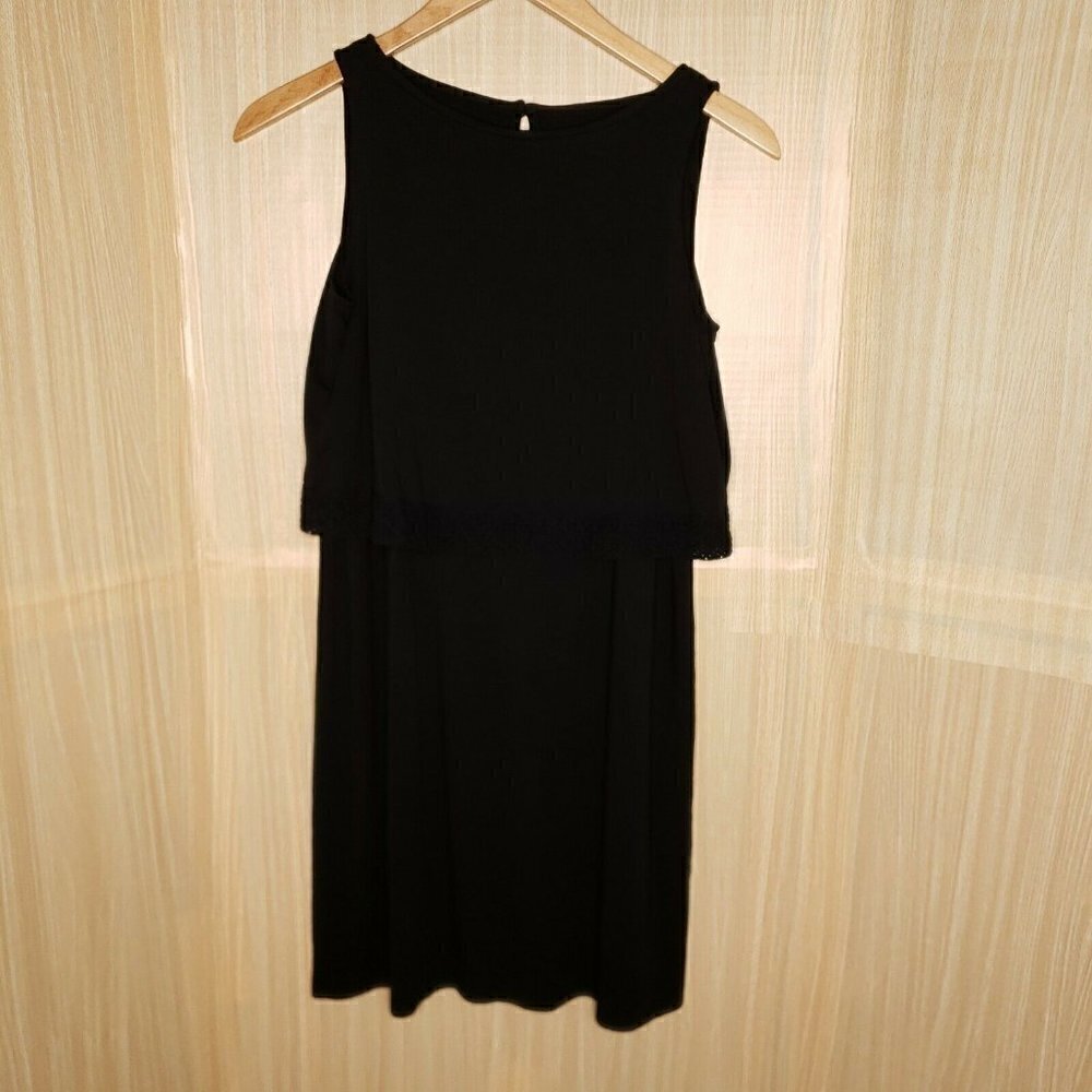 J.jill Rayon Spandex Layered Black Dress Small